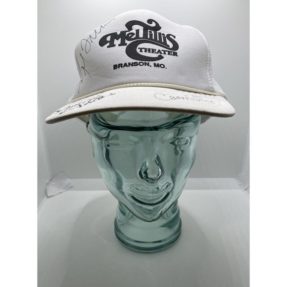 Vintage Mel Tillis Theater Branson MO White Trucker Hat Cap Mesh Snapback Signed - Picture 2 of 8